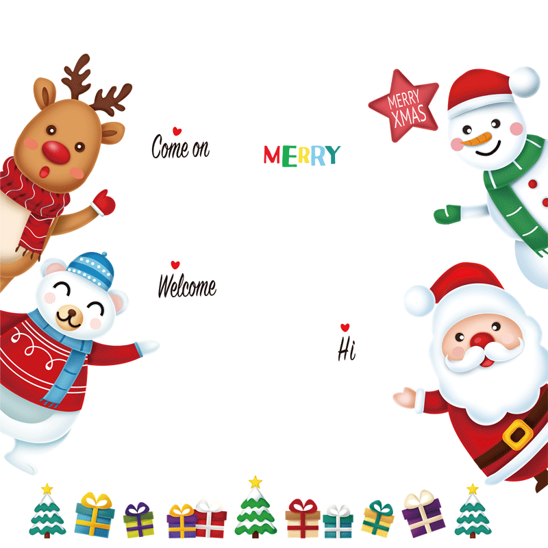圣诞节装饰品静电贴幼儿园教室场景布置元旦圣诞老人窗花贴门贴纸