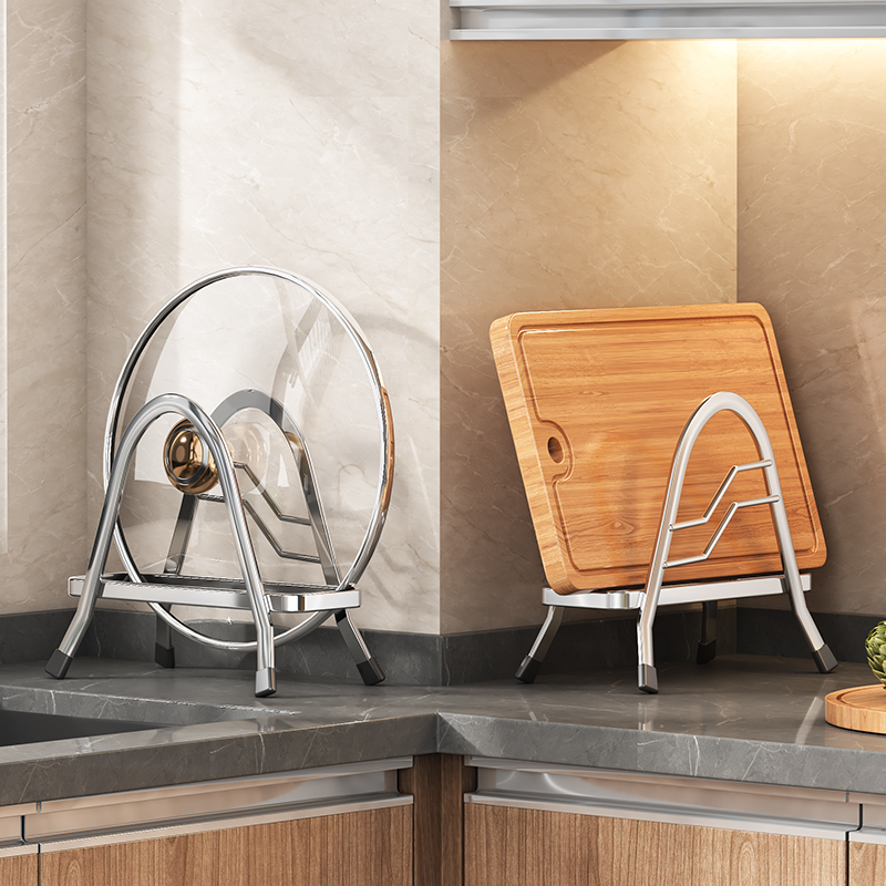 不锈钢砧板架切菜板锅盖架子厨房案板菜板置物架三角收纳架加宽