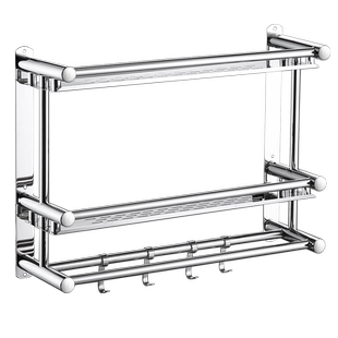 壁挂卫生间置物架毛巾架化妆品洗漱用品架免打孔厕所洗手间不锈钢