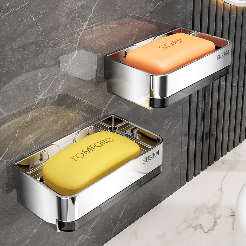 可拆卸免打孔不锈钢肥皂盒