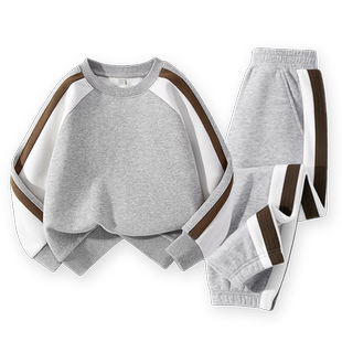 真维斯童装男童卫衣套装儿童春秋款薄款运动服男孩春季潮牌春装灰