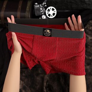 舒适中腰透气爆款 内裤 平角裤 个性 头 新款 潮流四角短裤 纹理冰丝男士