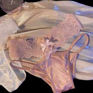 滑溜溜•女士性感蕾丝内裤女火辣系带新款缎面少女三角裤交叉纯欲