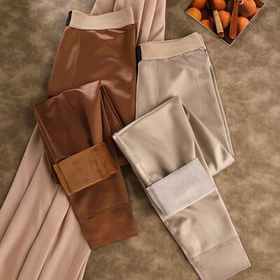 轻奢缎面男士保暖裤男生加绒加厚2026新款秋冬柔软亲肤修身打底裤