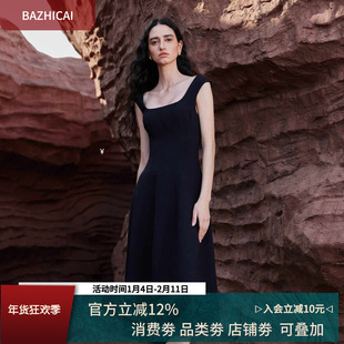 法式知性连衣裙新款高腰显瘦气质女神赫本风小黑裙大摆长裙3211