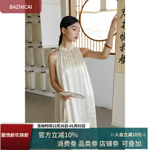 工艺了得 小众垂感定制提花软露肩日常旗袍国风复古连衣裙2745