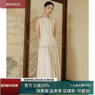 温柔优雅气质度假长裙莱赛尔 棉百褶工艺复古舒适天丝连衣裙2689