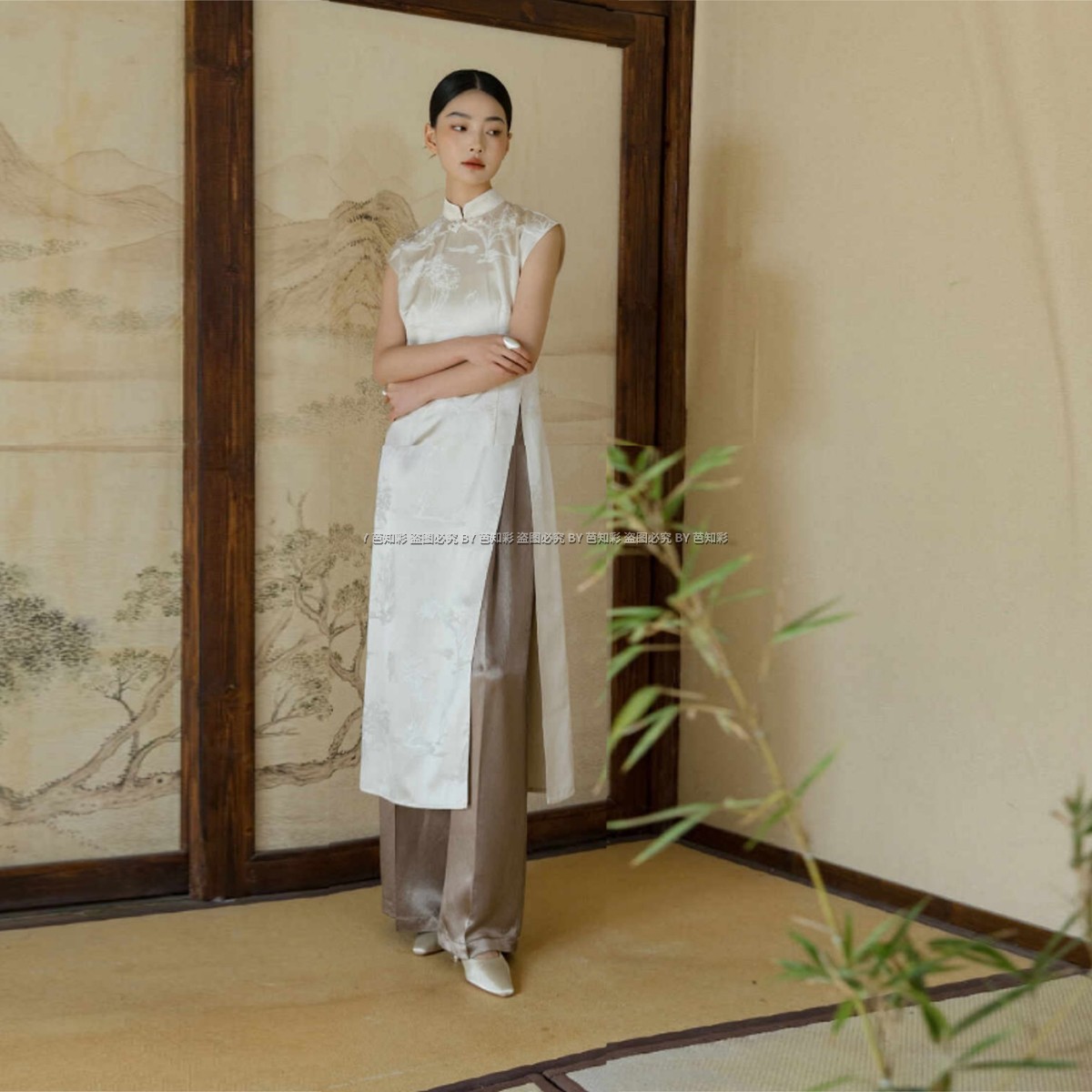 仿醋酸国风日常旗袍提花仿宋锦