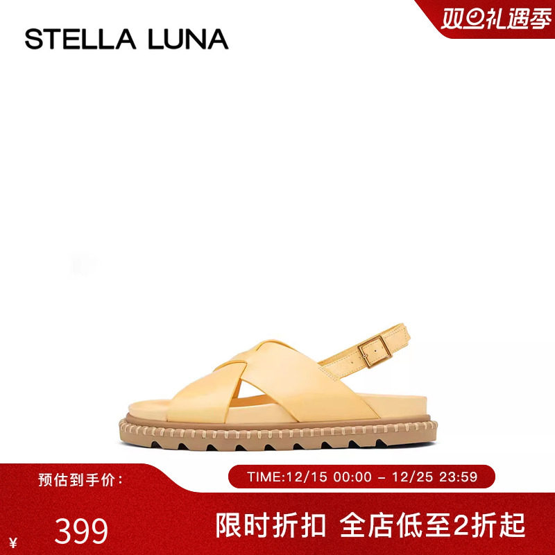 STELLA LUNA女鞋春夏时尚百搭凉鞋简约舒适一字扣带平底休闲凉鞋