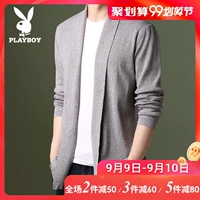 Playboy Mùa thu Áo len cardigan Áo len Tide Hàn Quốc Casual Màu dệt kim Dệt kim Áo len đẹp trai - Cardigan thoi trang nam dep