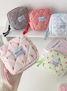 Hisocute卡通学生方形卫生巾收纳包可爱樱桃姨妈巾包少女月事包