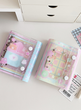Hisocute夏季透明活页笔记本学生M5卡通小屋日记本双按扣手账本女
