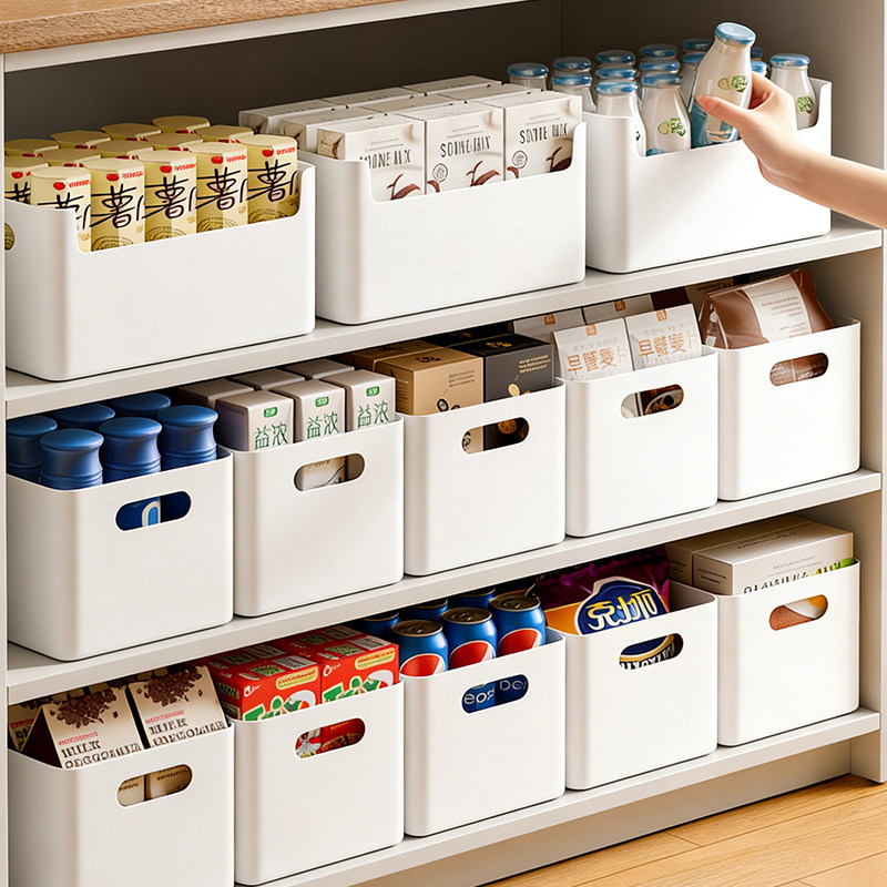 橱柜收纳盒柜子零食杂物收纳筐日式家用塑料整理长方形直角储物盒,收纳整理,橱柜收纳筐,淘宝优惠券,粉丝福利购,淘宝优惠卷