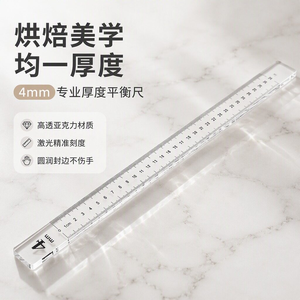 烘焙饼干厚度平衡尺亚克力带刻度擀面曲奇翻糖皮面皮平整烘焙工具