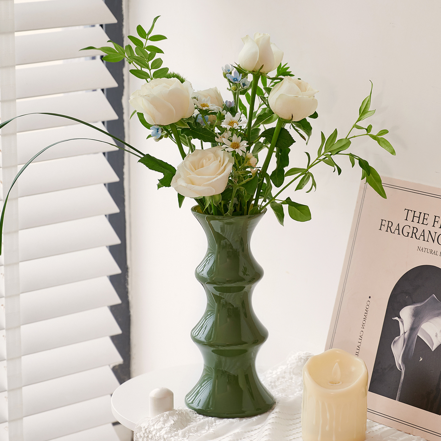 轻奢节节高中古插花瓶玻璃高级感