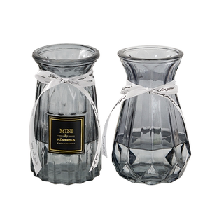 ins风简约透明玻璃花瓶水养鲜花玫瑰富贵竹仿真插花摆件居家装饰