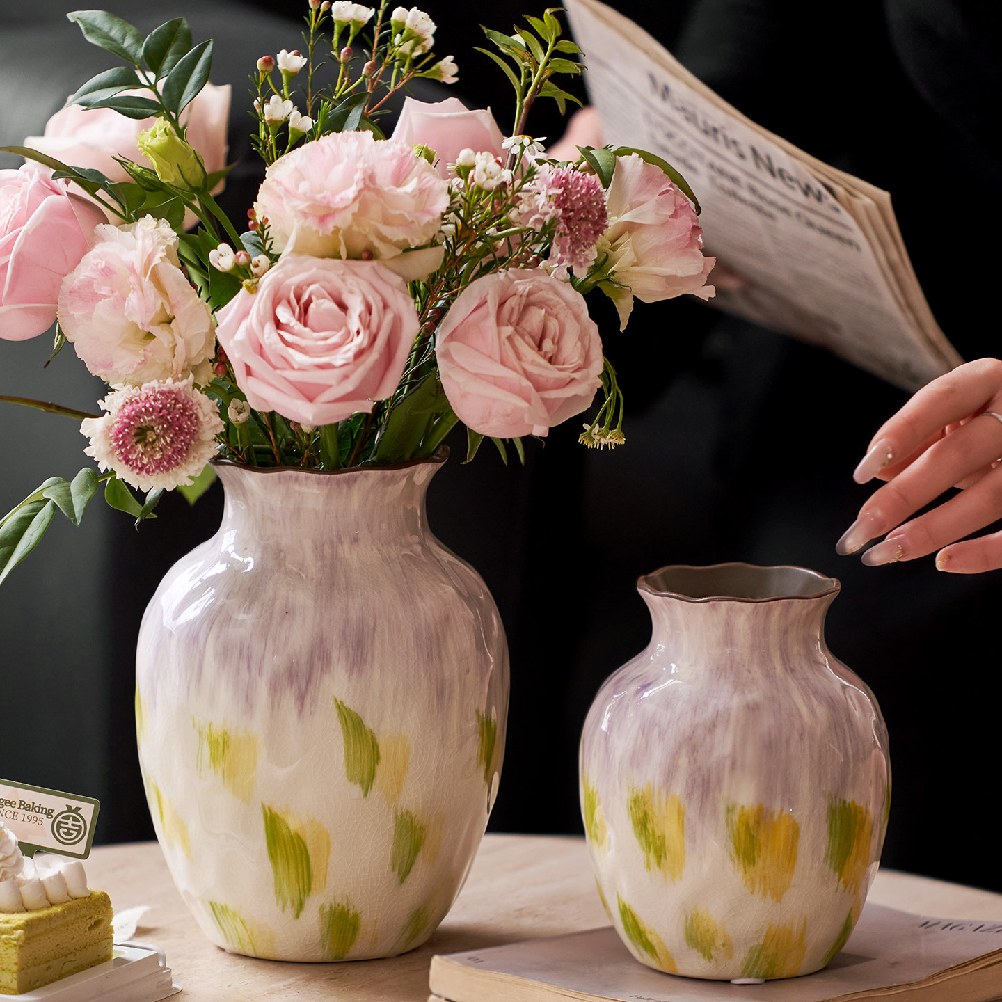 法式复古彩色大肚陶瓷花瓶中古风家居客厅软装饰品高级感摆件水培,鲜花速递/花卉仿真/绿植园艺,花瓶,淘宝优惠券,粉丝福利购,淘宝优惠卷