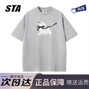 新款 男女夏季 复古高街情侣宽松t恤 潮牌重磅纯棉短袖 STA旗舰店美式