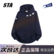 复古高街黑色加绒外套帽衫 STA旗舰店美式 潮牌连帽卫衣男女秋冬季