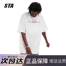 STA旗舰店美式字母印花短袖男女夏季潮牌复古高街重磅纯棉情侣T恤