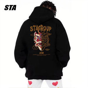 STA旗舰店醒狮设计连帽卫衣男女秋冬季美式潮牌街头重磅纯棉外套