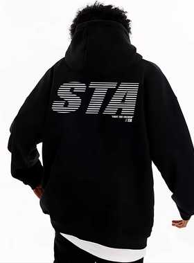 STA旗舰店美式潮牌连帽卫衣男女秋冬季街头重磅纯棉宽松情侣外套