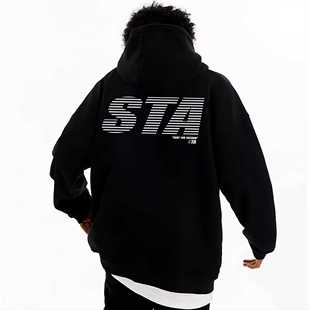 STA旗舰店美式 街头重磅纯棉宽松情侣外套 潮牌连帽卫衣男女秋冬季