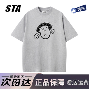 新款 男女夏季 高街休闲情侣宽松t恤 潮牌重磅纯棉短袖 STA旗舰店美式