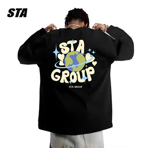 STA旗舰店星球环绕字母长袖男女秋冬季美式潮牌复古重磅纯棉卫衣