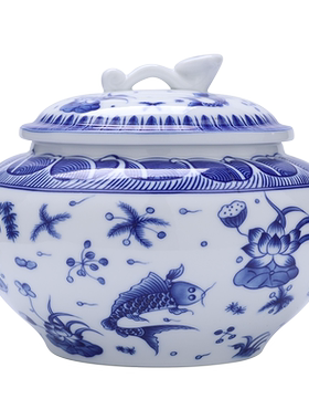 吉祥缘套餐德化中式青花茶叶罐