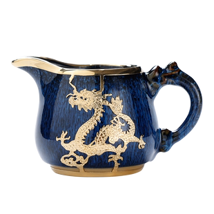 吉祥缘金镶玉公道杯分茶器陶瓷拉丝茶海带手柄冲茶杯功夫茶具配件