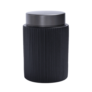 吉祥缘 黑陶中号茶叶罐双盖密封罐陶瓷家用普洱储物罐子茶仓防潮