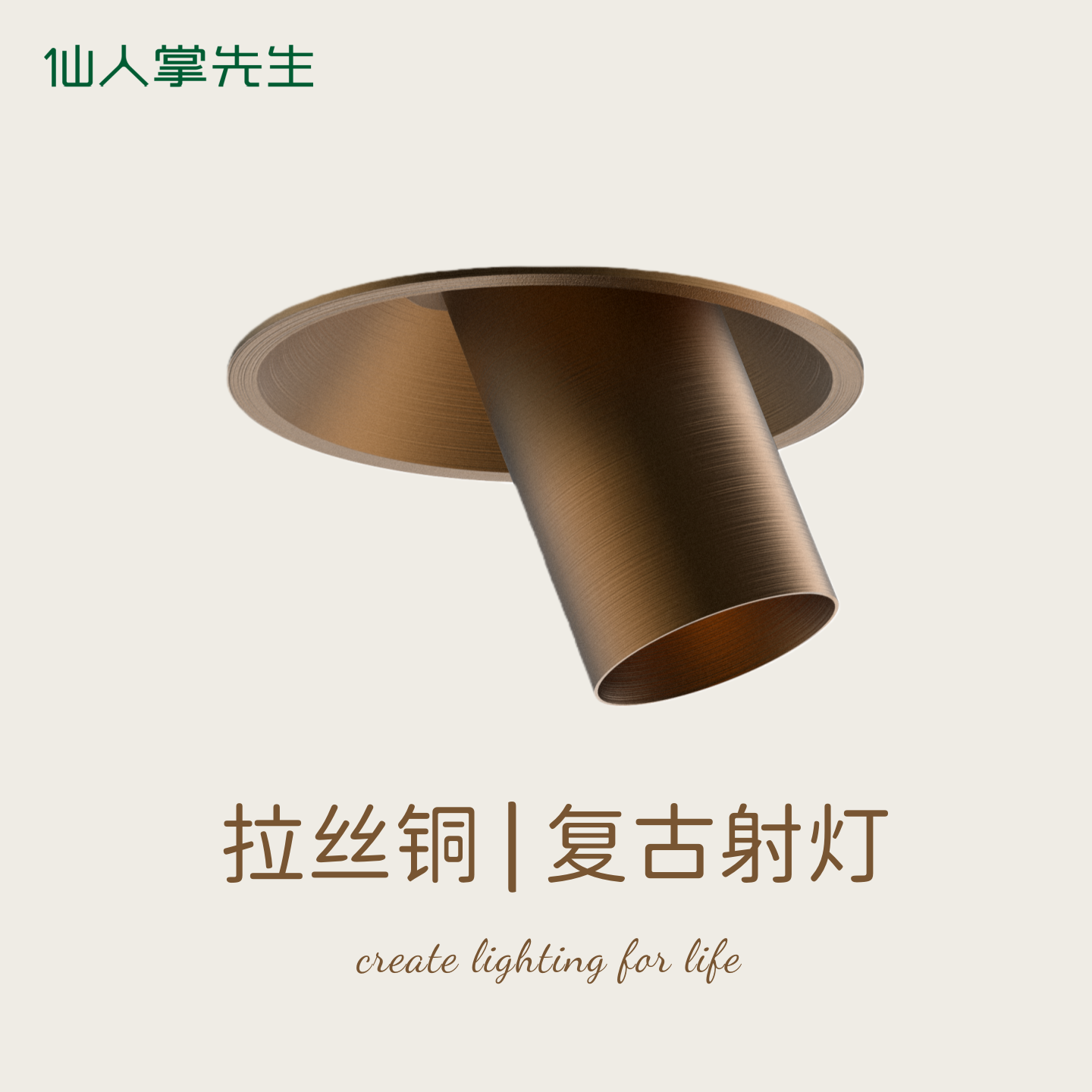 设计师款拉丝金色射灯