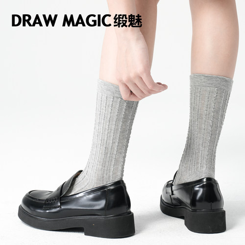 时尚韩系秋季袜子女中筒袜简约简约芭蕾风日系春秋miu系长袜棉袜