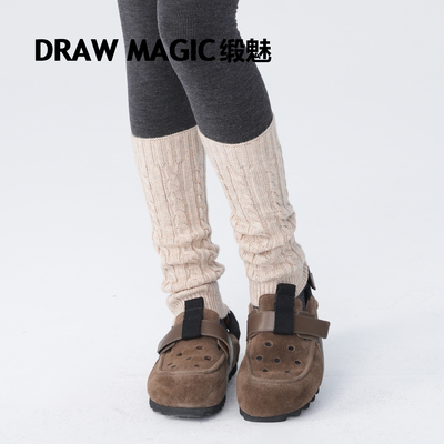 麻花袜套女士堆堆袜腿套羊毛保暖护腿套配鲨鱼裤小皮鞋小腿袜脚套