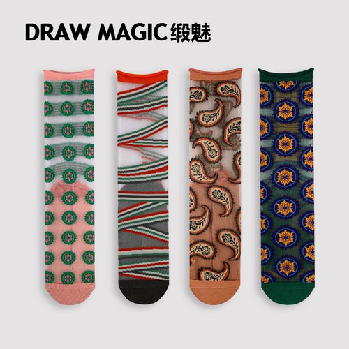 法国艺术玻璃丝水晶中筒袜ins潮