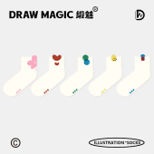 袜子女款 中筒袜棉 春夏ins潮卡通可爱中短筒白色中长无骨2026新款