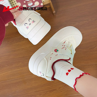 回力鞋子厚底板鞋女春夏季新款红色女鞋休闲魔术贴运动鞋子女鞋Y