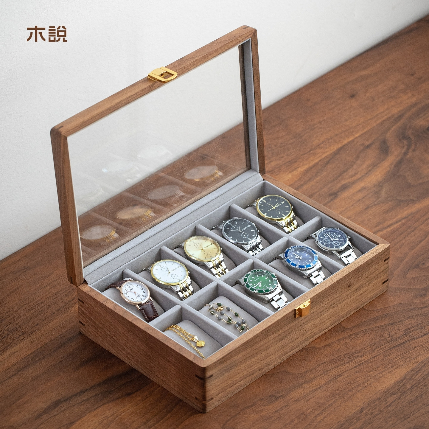 黑胡桃木高档精致手表盒腕表盒图片