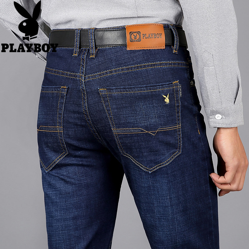 花花公子牛仔褲男彈力薄款寶石藍色直筒大碼男褲天絲萊卡寬松長褲在類目 男裝, 牛仔褲中 - 來自Buy2taobao.com提供專業的淘寶代購服務