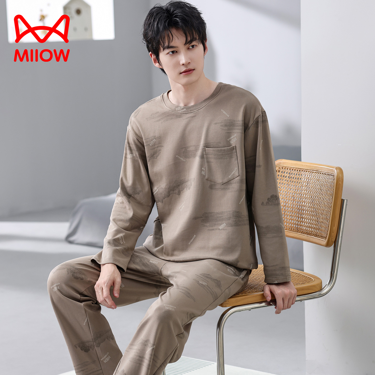猫人男士纯棉睡衣套装