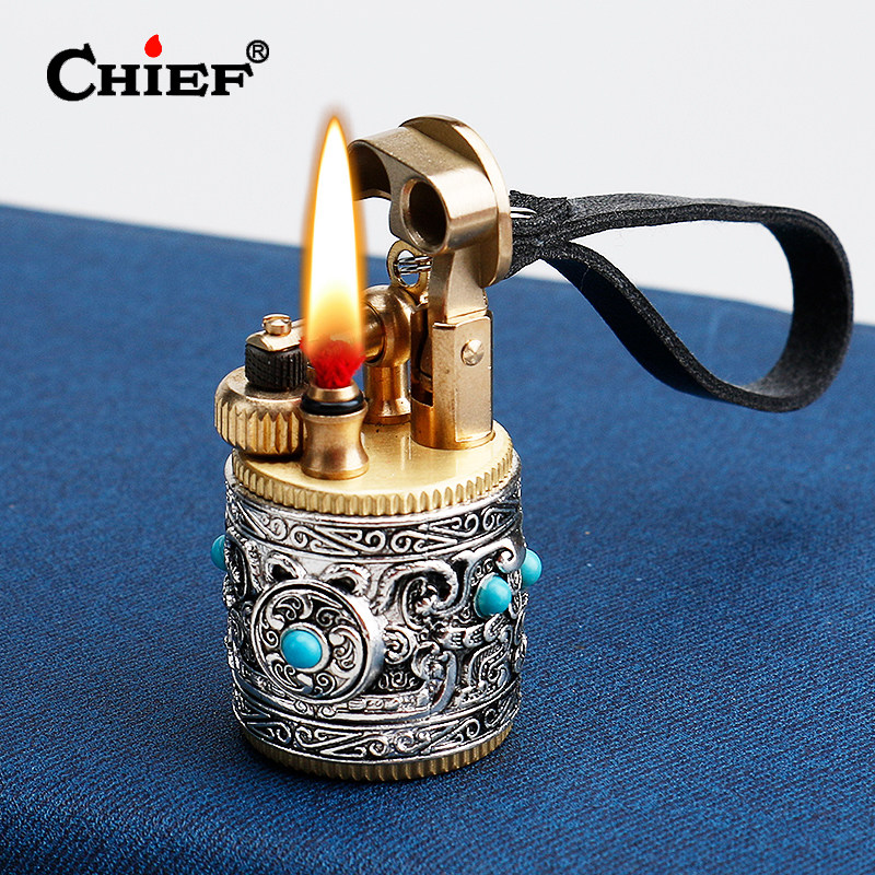 CHIEF首领煤油打火机黄铜复古个性藏银盔甲小胖墩复古砂轮老式男,ZIPPO/瑞士军刀/眼镜,煤油打火机,淘宝优惠券,粉丝福利购,淘宝优惠卷