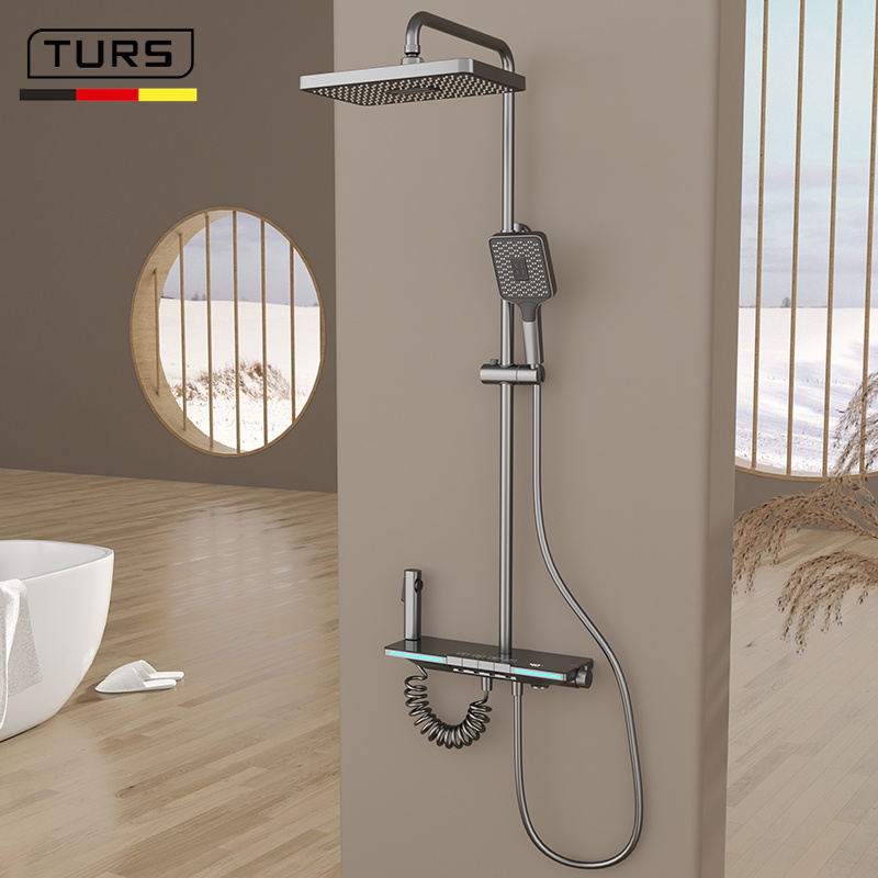 枪灰色智能恒温淋浴花洒套装