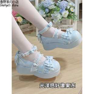 新款lo鞋原创告白情愿增高女鞋洛丽塔厚底蝴蝶结学院风jk鞋单鞋子