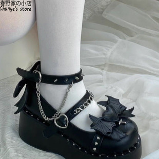 原创朋克厚底鞋亚文化y2k千禧辣妹暗黑哥特松糕鞋lo鞋大头鞋女鞋