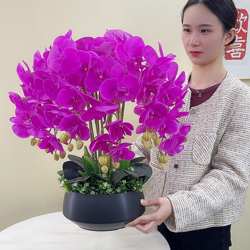 仿真花蝴蝶兰玄关花艺摆件客厅摆设电视柜摆花茶几装饰花假花盆栽