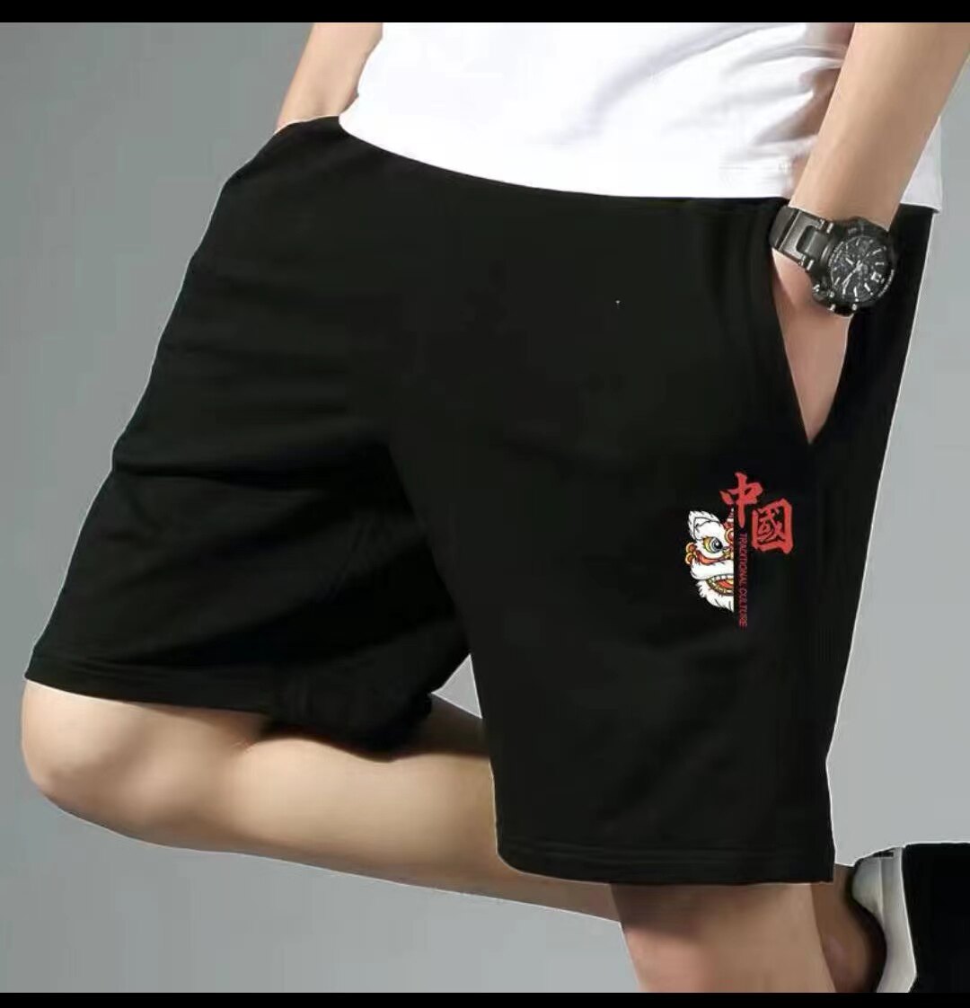 国潮经典五分裤男士纯棉夏季薄款运动短裤男跑步专用透气宽松大码