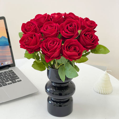 玫瑰花仿真花高档花束塑料花插花