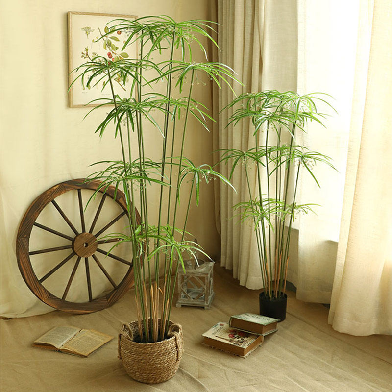 新中式仿真风车草盆栽竹子大型落地假绿植室内装饰办公室植物摆件