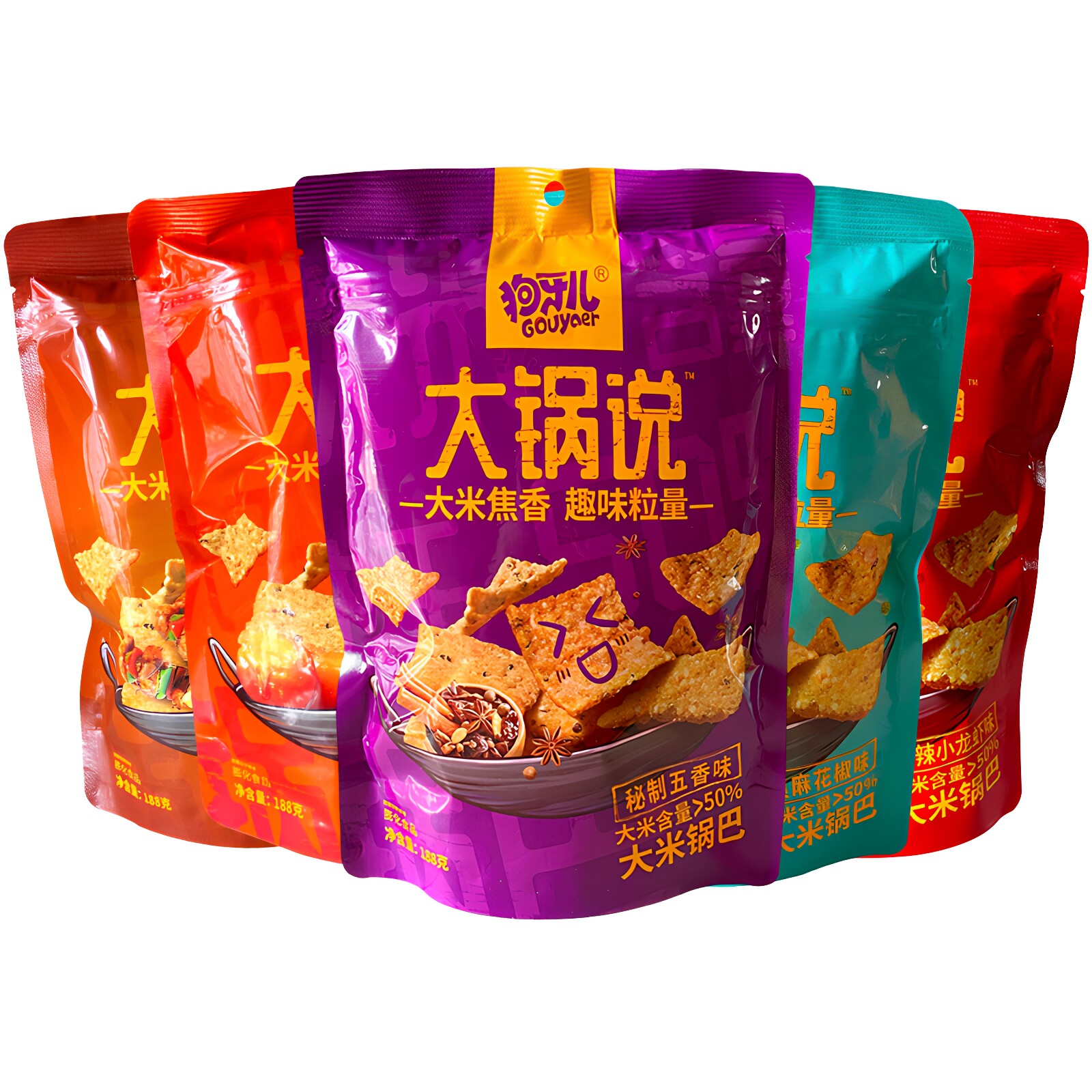 狗牙儿大米锅巴大锅说188克袋装锅巴膨化怀旧零食办公追剧蛋黄味